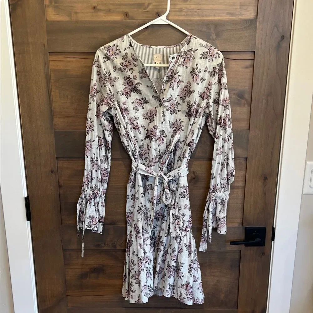 Rebecca Taylor White and Purple Long Sleeve Sundress